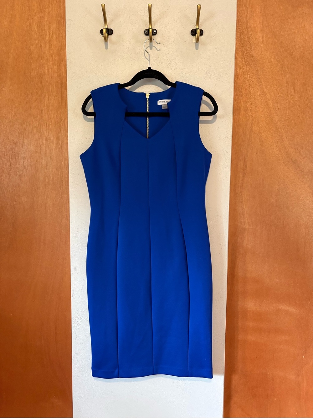 Calvin Klein Bold Cobalt Sheath Midi Dress, size 12